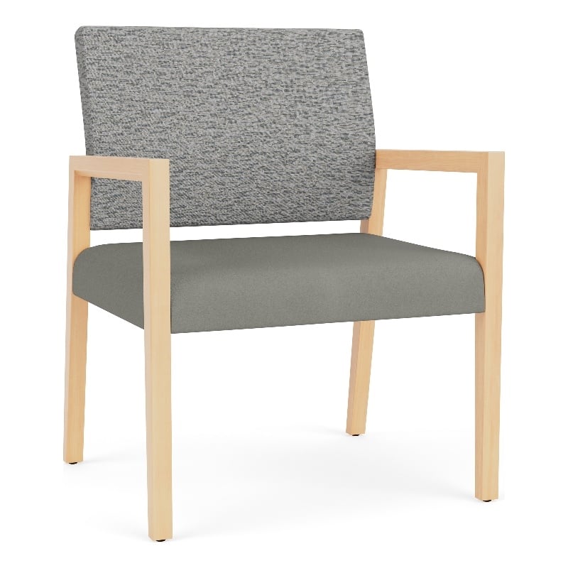 Lesro Brooklyn Waiting Reception Wide Guest Chair Wood Frame in Gray