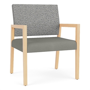 Lesro Brooklyn Waiting Reception Wide Guest Chair Wood Frame in Gray