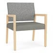 Lesro Brooklyn Waiting Reception Wide Guest Chair Wood Frame in Gray