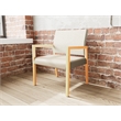 Lesro Brooklyn Waiting Reception Wide Guest Chair Wood Frame in Brown