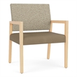 Lesro Brooklyn Waiting Reception Wide Guest Chair Wood Frame in Brown