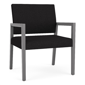 Lesro Brooklyn Waiting Reception Wide Guest Chair Wood Frame in Black