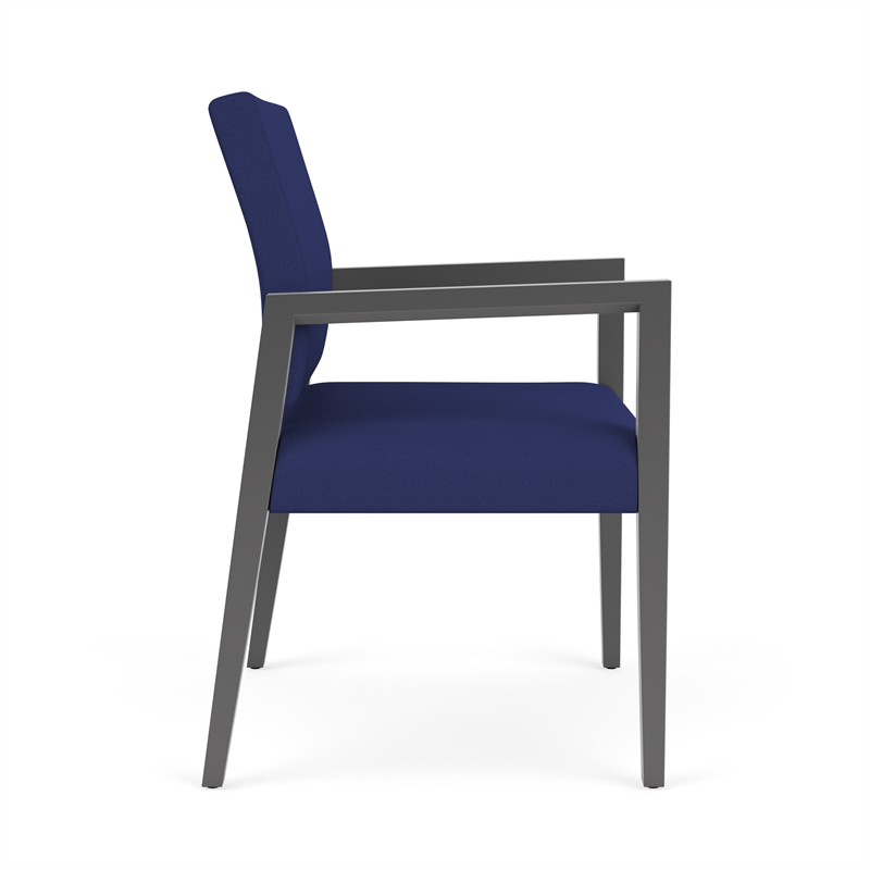 Lesro Brooklyn Waiting Reception Wide Guest Chair Wood Frame in Blue