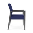 Lesro Brooklyn Waiting Reception Wide Guest Chair Wood Frame in Blue