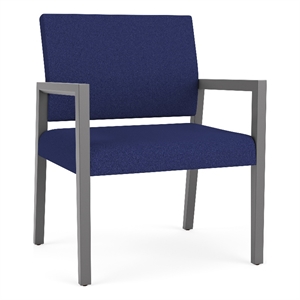 Lesro Brooklyn Waiting Reception Wide Guest Chair Wood Frame in Blue