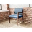Lesro Brooklyn Waiting Reception Wide Guest Chair Wood Frame in Blue