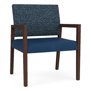 Lesro Brooklyn Waiting Reception Wide Guest Chair Wood Frame in Blue