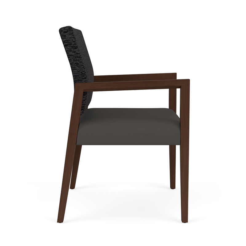 Lesro Brooklyn Waiting Reception Wide Guest Chair Wood Frame in Gray