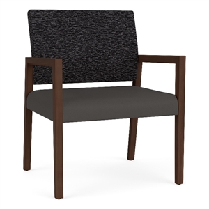 Lesro Brooklyn Waiting Reception Wide Guest Chair Wood Frame in Gray