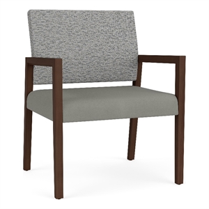 Lesro Brooklyn Waiting Reception Wide Guest Chair Wood Frame in Gray