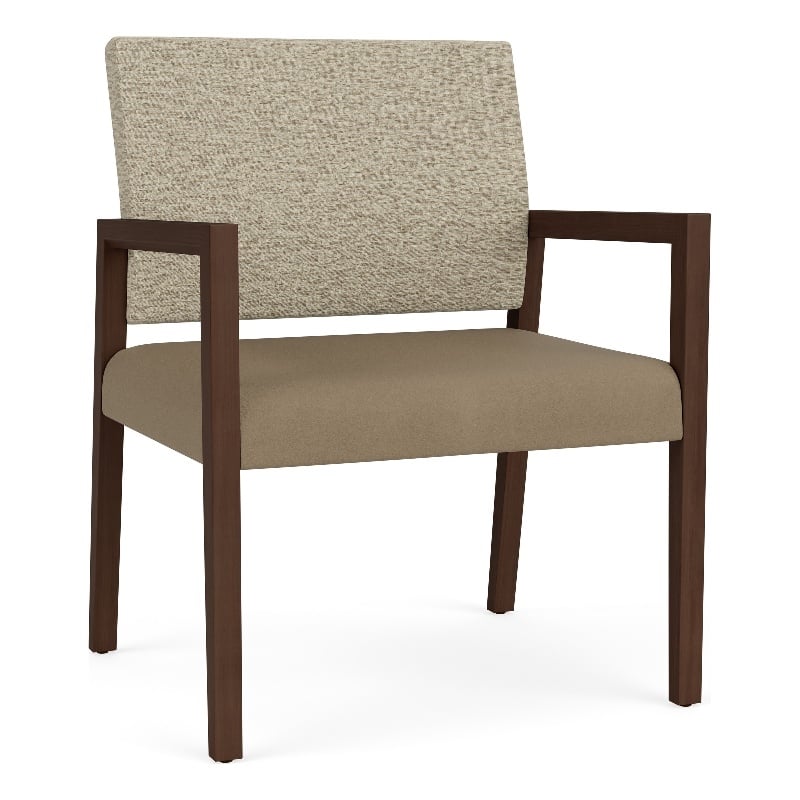 Lesro Brooklyn Waiting Reception Wide Guest Chair Wood Frame in Brown