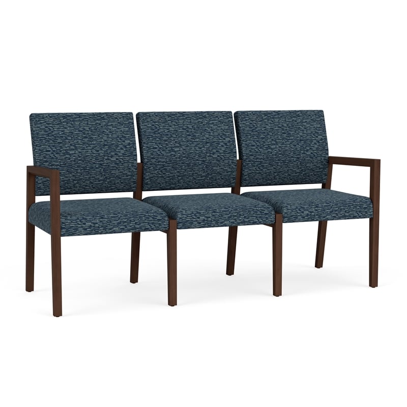 Lesro Brooklyn Waiting Reception 3 Seat Tandem Seating No Center Arms in Blue