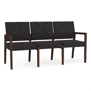 Lesro Brooklyn Waiting Reception 3 Seat Tandem Seating No Center Arms in Black