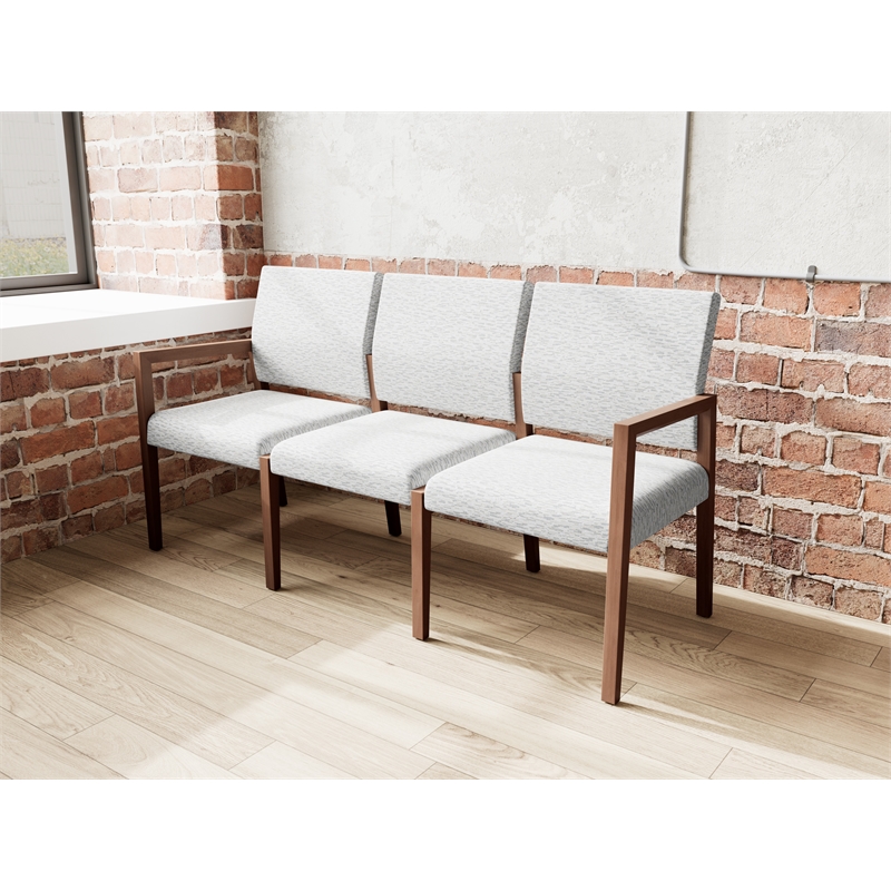 Lesro Brooklyn Waiting Reception 3 Seat Tandem Seating No Center Arms in Gray