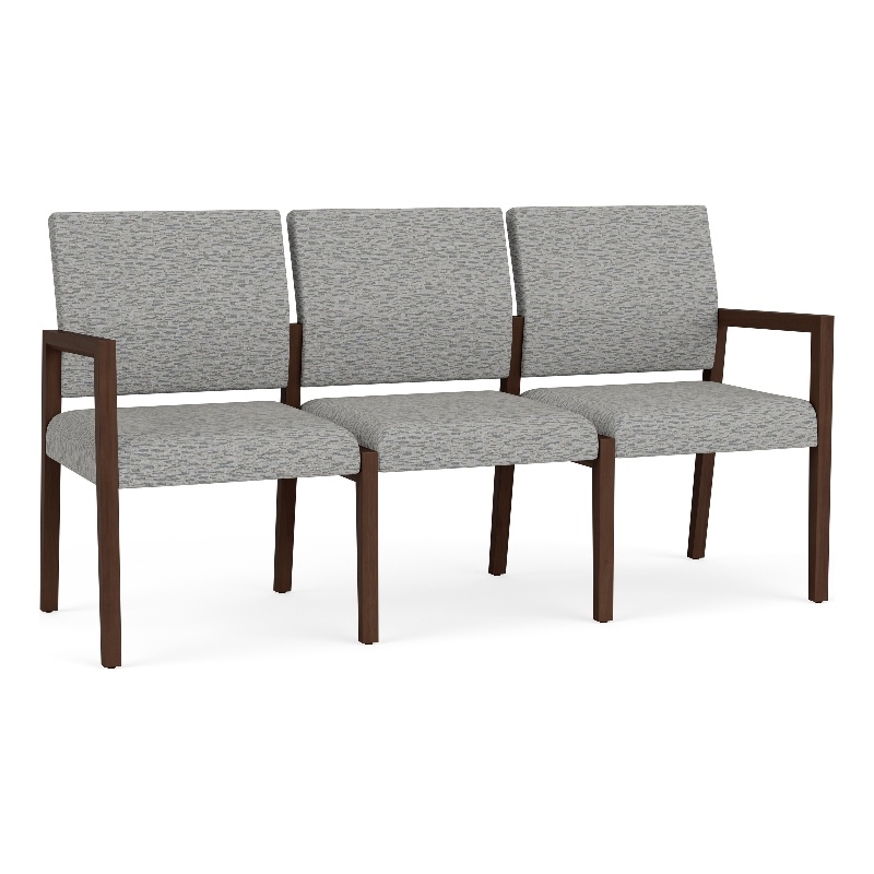 Lesro Brooklyn Waiting Reception 3 Seat Tandem Seating No Center Arms in Gray