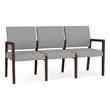 Lesro Brooklyn Waiting Reception 3 Seat Tandem Seating No Center Arms in Gray
