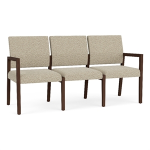 Lesro Brooklyn Waiting Reception 3 Seat Tandem Seating No Center Arms in Beige