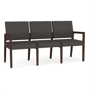 Lesro Brooklyn Waiting Reception 3 Seat Tandem Seating No Center Arms in Gray