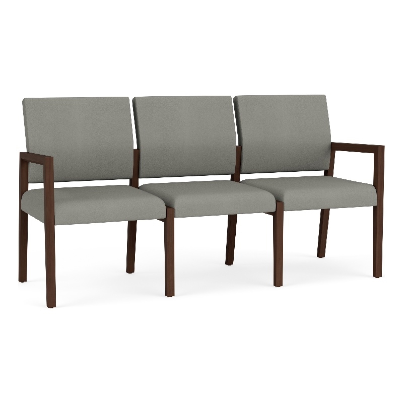 Lesro Brooklyn Waiting Reception 3 Seat Tandem Seating No Center Arms in Gray