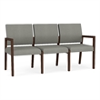 Lesro Brooklyn Waiting Reception 3 Seat Tandem Seating No Center Arms in Gray