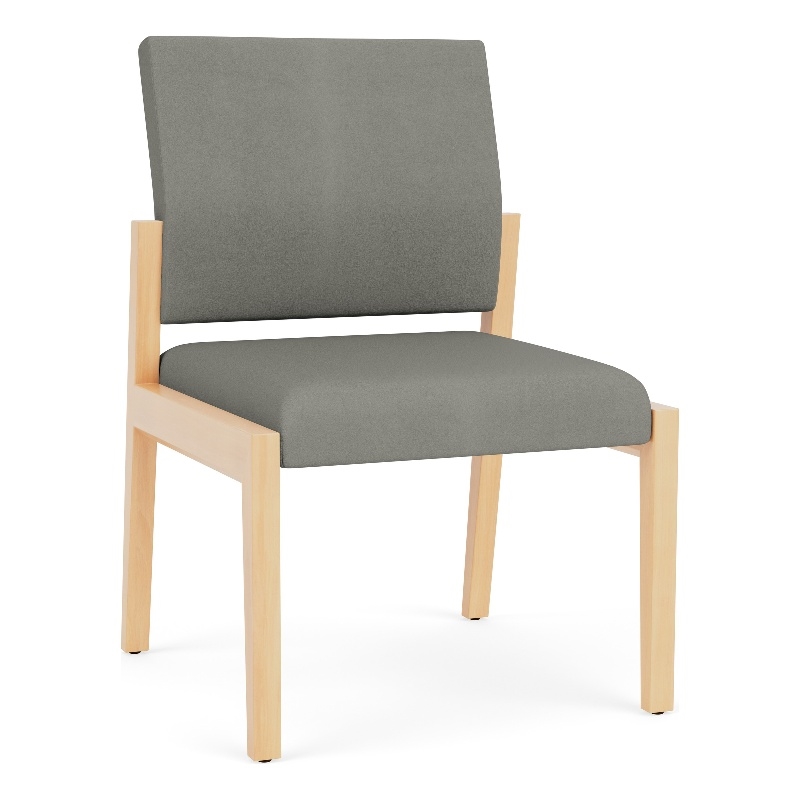 Lesro Brooklyn Waiting Reception Armless Guest Chair Wood Frame in Gray