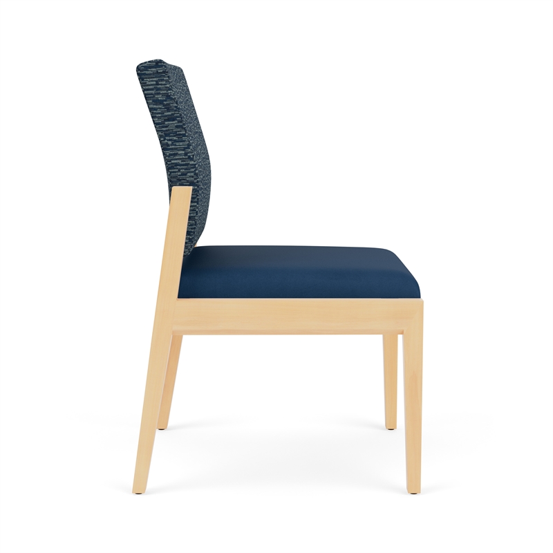 Lesro Brooklyn Waiting Reception Armless Guest Chair Wood Frame in Blue