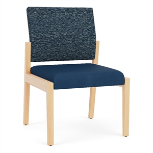 Lesro Brooklyn Waiting Reception Armless Guest Chair Wood Frame in Blue