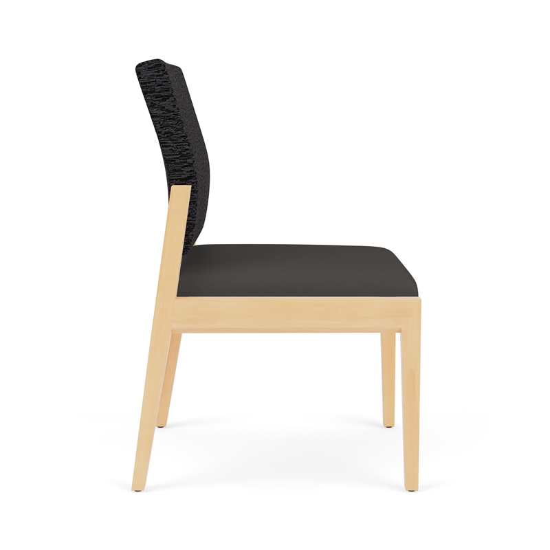 Lesro Brooklyn Waiting Reception Armless Guest Chair Wood Frame in Gray