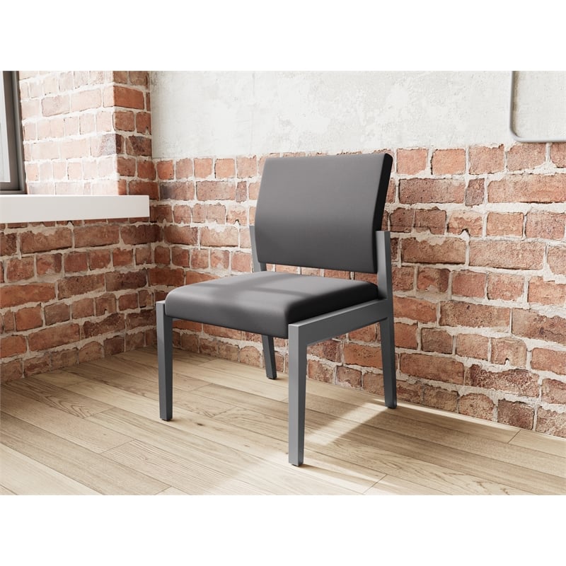 Lesro Brooklyn Waiting Reception Armless Guest Chair Wood Frame in Black