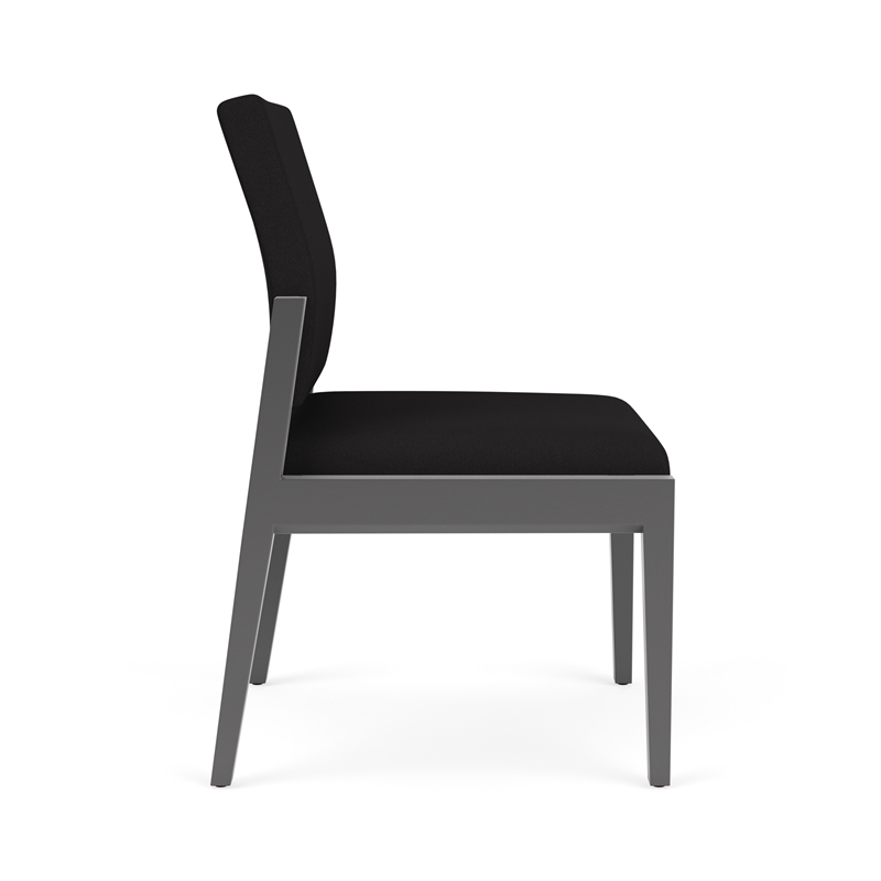 Lesro Brooklyn Waiting Reception Armless Guest Chair Wood Frame in Black