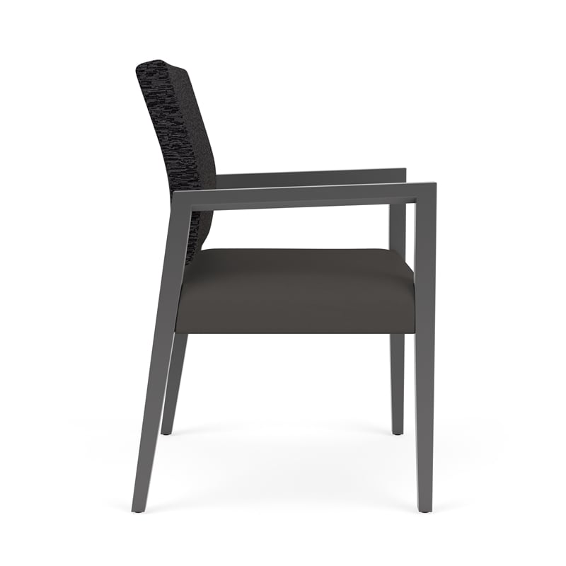 Lesro Brooklyn Waiting Reception Wide Guest Chair Wood Frame in Gray