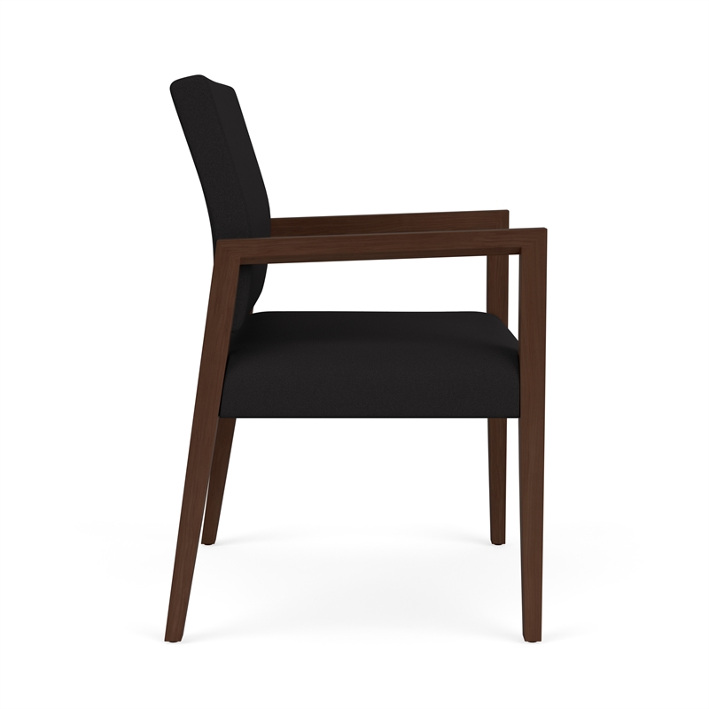 Lesro Brooklyn Waiting Reception Wide Guest Chair Wood Frame in Black