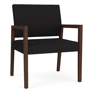 Lesro Brooklyn Waiting Reception Wide Guest Chair Wood Frame in Black