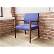 Lesro Brooklyn Waiting Reception Wide Guest Chair Wood Frame in Blue