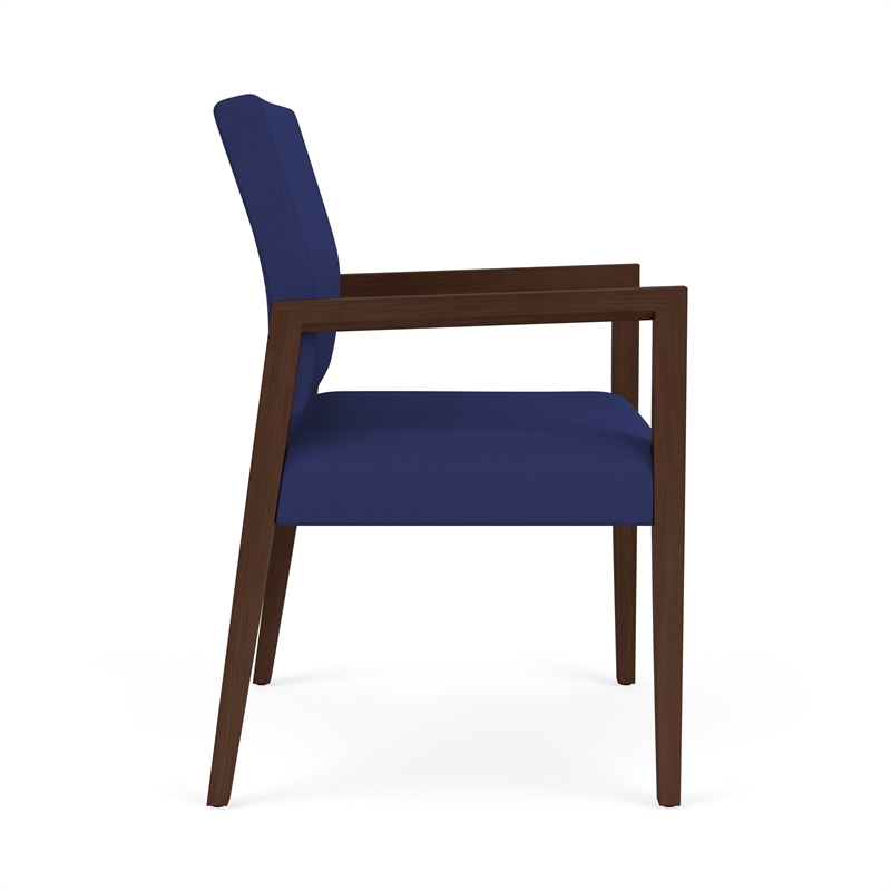 Lesro Brooklyn Waiting Reception Wide Guest Chair Wood Frame in Blue