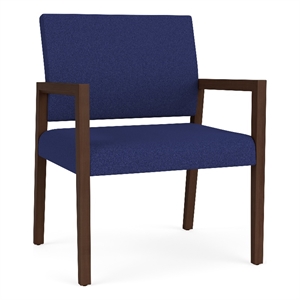 Lesro Brooklyn Waiting Reception Wide Guest Chair Wood Frame in Blue