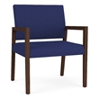 Lesro Brooklyn Waiting Reception Wide Guest Chair Wood Frame in Blue