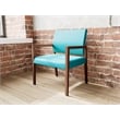 Lesro Brooklyn Waiting Reception Wide Guest Chair Wood Frame in Teal