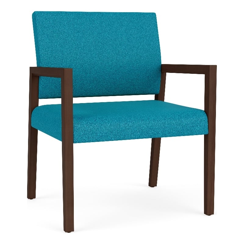 Lesro Brooklyn Waiting Reception Wide Guest Chair Wood Frame in Teal