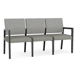 Lesro Brooklyn Waiting Reception 3 Seat Tandem Seating No Center Arms in Gray