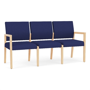 Lesro Brooklyn Waiting Reception 3 Seat Tandem Seating No Center Arms in Blue