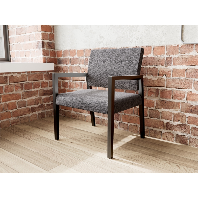 Lesro Brooklyn Waiting Reception Wide Guest Chair Wood Frame in Black