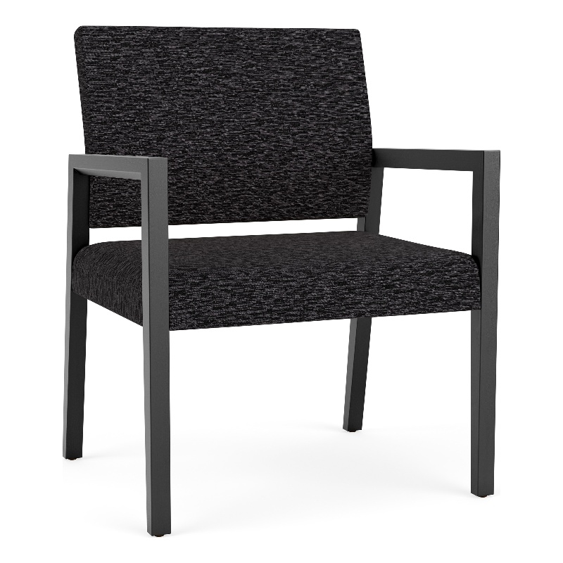 Lesro Brooklyn Waiting Reception Wide Guest Chair Wood Frame in Black