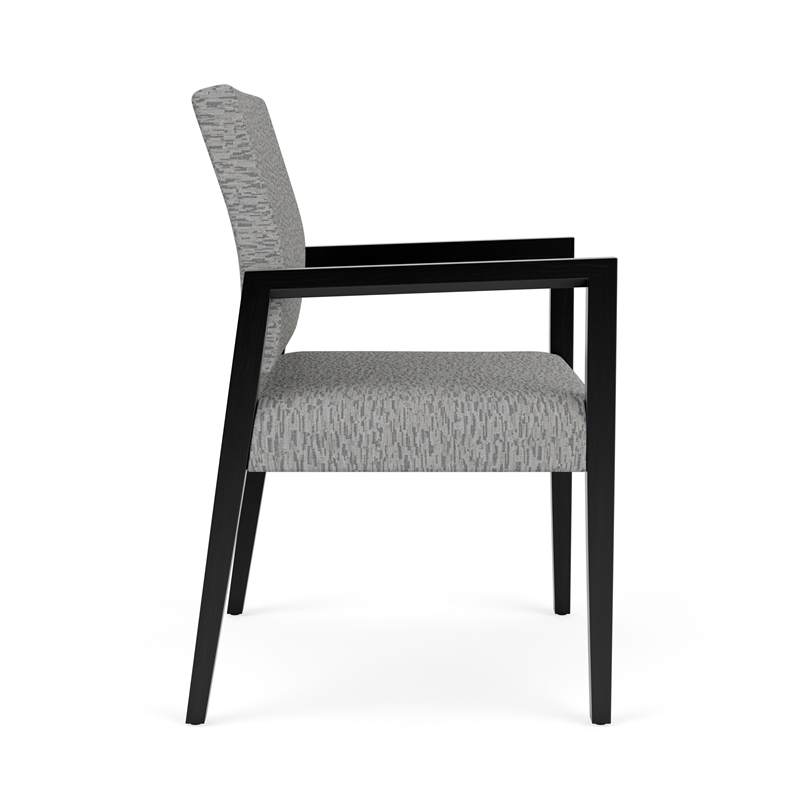 Lesro Brooklyn Waiting Reception Wide Guest Chair Wood Frame in Gray