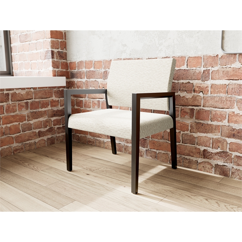 Lesro Brooklyn Waiting Reception Wide Guest Chair Wood Frame in Beige