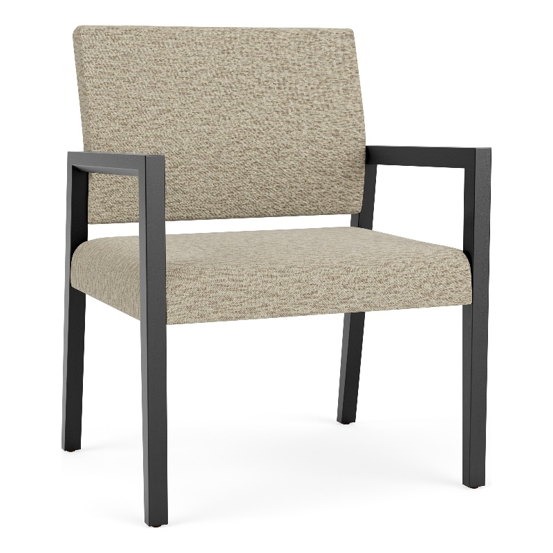 Lesro Brooklyn Waiting Reception Wide Guest Chair Wood Frame in Beige