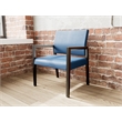 Lesro Brooklyn Waiting Reception Wide Guest Chair Wood Frame in Blue