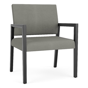 Lesro Brooklyn Waiting Reception Wide Guest Chair Wood Frame in Gray