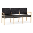 Lesro Brooklyn Waiting Reception 3 Seat Tandem Seating No Center Arms in Gray