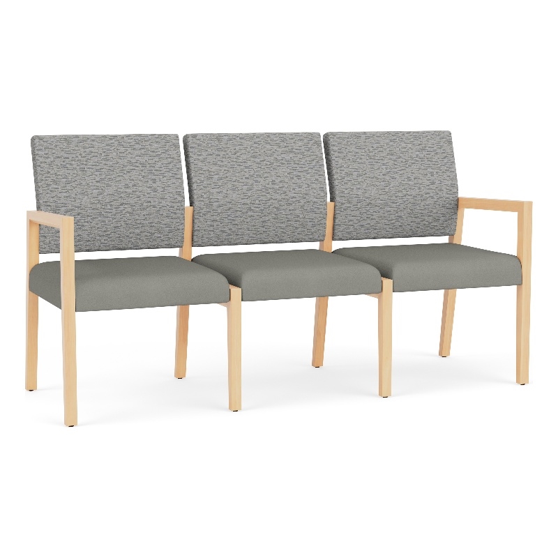 Lesro Brooklyn Waiting Reception 3 Seat Tandem Seating No Center Arms in Gray